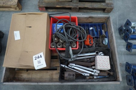 Pallet with various cables, spanners, etc.