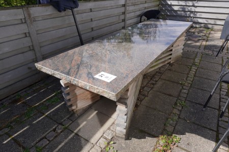 Terrace table with 2-part marble top