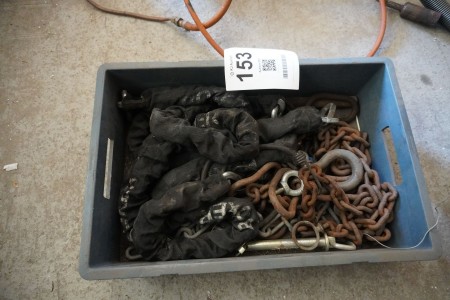 Box with various chains, etc.
