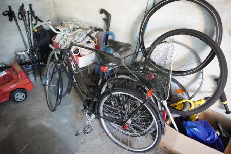 2 pcs. bicycles incl. various spare parts, prams, children's bicycles, etc.