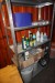 2 pcs. workshop shelves with contents + food stall, etc.