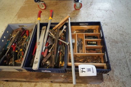 3 boxes with various hand tools