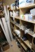 Contents on 3 shelves of various fittings, wallpaper, moldings etc.