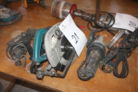 Power tools: angle grinder, Makita + angle grinder, Bosch + circular saw, Makita, ø 190 mm + drill, Berne