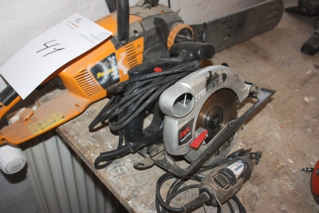 Powertools: chainsaw, Partner P722T, without chain + crosscut saw, Skill Masters, ø 160 mm + mini drill, Dremel