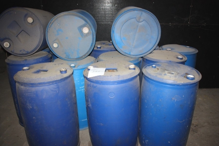 14 plastic barrels, empty