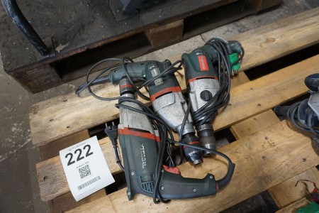 3 pieces. Hammer drill, Metabo
