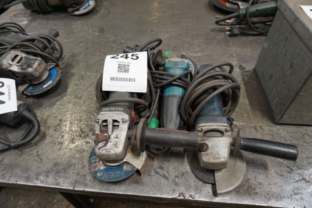 3 pieces. angle grinders, Metabo & Bosch & Makita