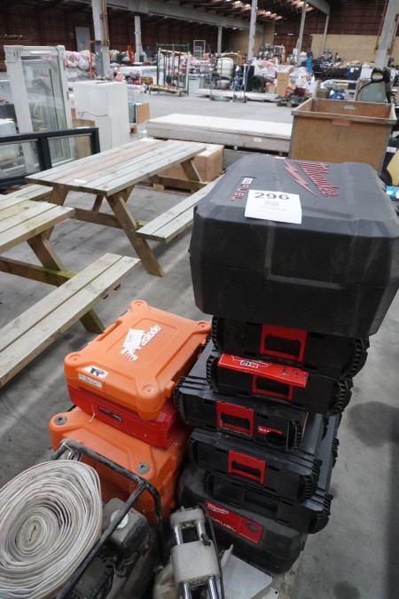 Lot of empty power tool boxes
