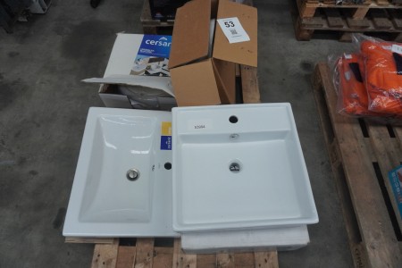 5 pieces. Wash basins, Different sizes and shapes