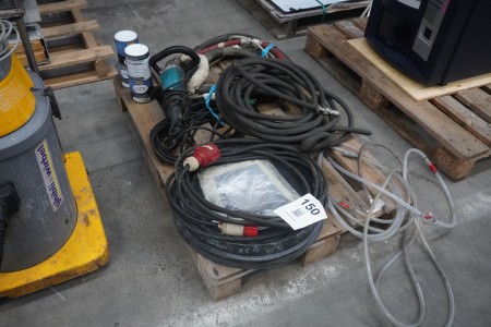 Various power cables, pressure hoses, polishing machine, grounds for wood