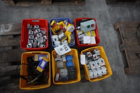 Various electrical components, starter cables, contactors, switches, etc.