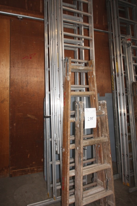 Aluminium ladder, 3 meters + aluminum extension ladder, Wibe WMS PB-3, 5 + aluminum extension ladder with roof racks, Wibe WUS Y2-6, 0SF + 2 x wooden stepladder