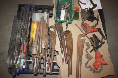 Pallet with tools, drills, etc.