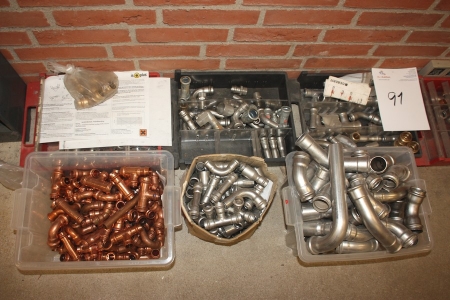Miscellaneous plumbing fittings, copper, stainless steel, etc.