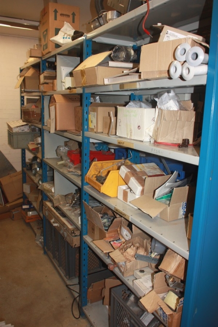 Content in 3 section steel shelving, plumbing fittings, natural gas
