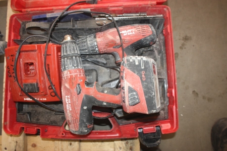 2 x cordless drill, Hilti SFH 22A + 2 batteries and charger