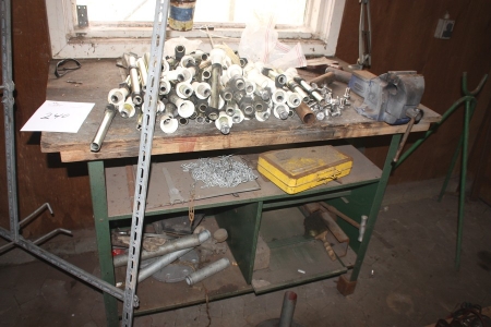 Work Bench, 1300x750 mm with vice + content on the table and tool storage, etc.
