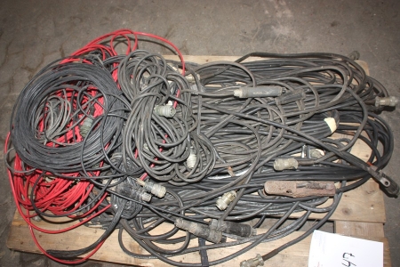 Pallet with various welding cables and power cables