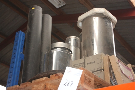Various stainless steel pipes etc. on shelf