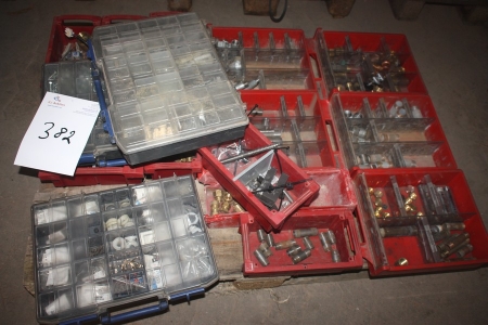 Pallet with various assortment boxes with content plumbing fittings