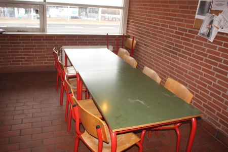 2 canteen tables + approx. 10 chairs