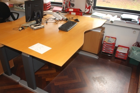 Elevating desk, Ergolevel + drawer + run + plate thin client, WYSE