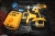 Cordless drill, Dewalt + 2 batteries + charger + reciprocating saw, Virex + Lorries with vice