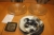 2 glass dishes labeled Sandra Rich + ashtray, Royal Copenhagen + ceramic dish (illegible inscription)