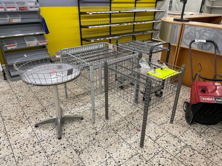 3 pieces. sales tables + transport trolley