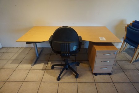 Hæve-/sænkebord inkl. skuffekassette & kontorstol