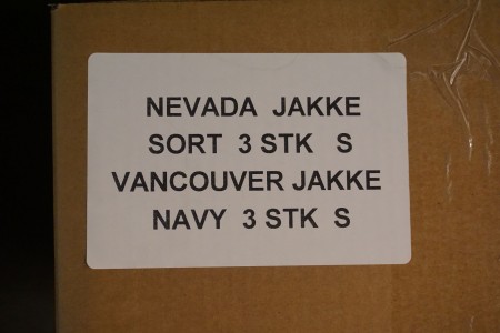 VANCOUVER JACKET 2 pcs. NAVY XS - 2 pcs. GRAY XS - ALASKA JACKET 2 pcs. BLACK XS - NEVADA JACKET 3 pcs. BLACK S - VANCOUVER JACKET NAVY 3 pcs. p