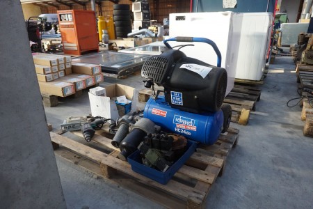 Compressor, Scheppach HC 24 DC + various impact drills, jig saws, nails, etc.