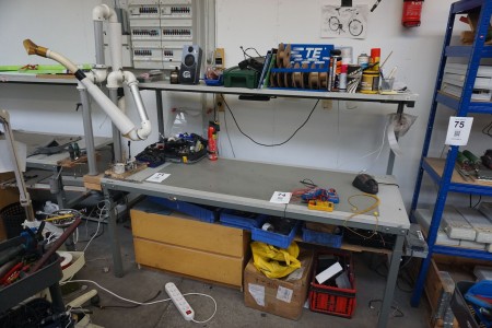 Workshop table incl. cabinet with contents