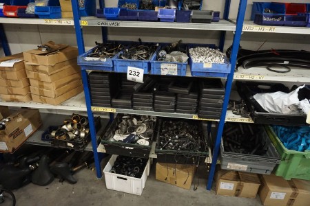 Contents on 3 shelves of various spare parts for electric bicycles