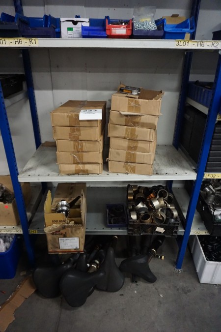 Contents on 2 shelves of various spare parts e-bikes