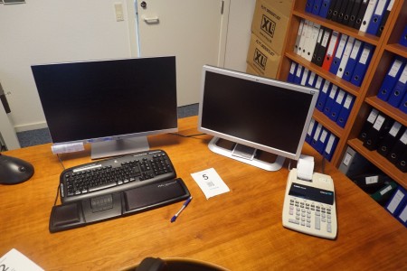 2 Stk. Monitore, HP, Tastatur, Logitech und Taschenrechner, Canon BP26-LTS