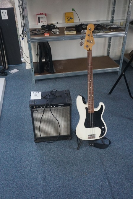 E-Bass, Fender Squier, inkl. Verstärker, Kohner