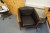 Raise/lower table with office chair and armchair, incl. 2 pcs. Cabinets and shelving