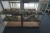 4 pcs. Steel shelving with contents, chest of drawers and chair