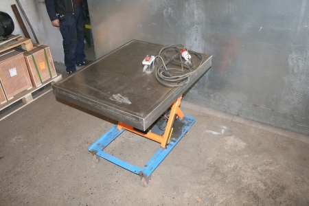 Translyft hydraulic elevating table, stainless steel, 860x1060 mm, max load 500 kg. Legal safety device