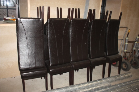 10 chairs, black leather