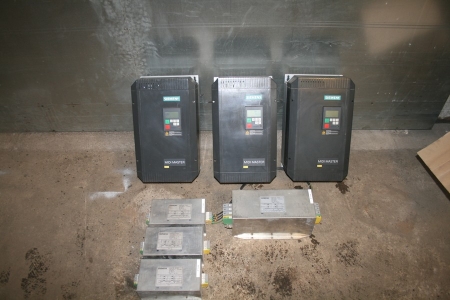 3 Siemens frequency converters. Condition unknown (worked at dismantling) and 4 power filters, Siemens Master Drive