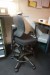 Raise/lower table with office chair incl. table and filing cabinet