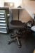 Raise/lower table with office chair incl. table and filing cabinet