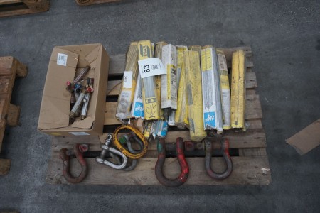 Large batch of welding electrodes, ESAB, shackles, etc.