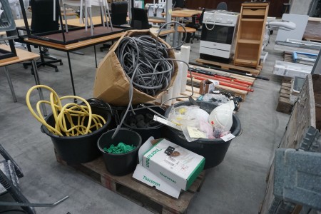 Various cables, safety helmets, brackets, etc.