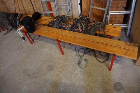 2 pcs. Benches containing various riding equipment