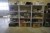 3-bay bookcase with contents of various crockery, kitchen appliances, etc.