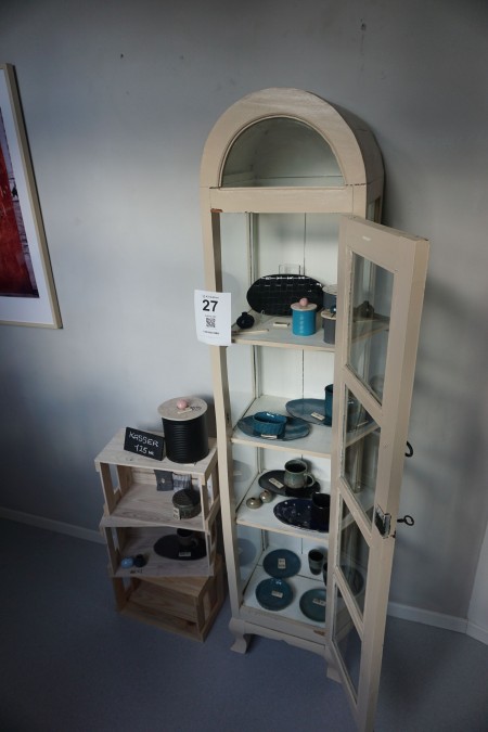 Display cabinet + 3 pcs. Boxes with contents